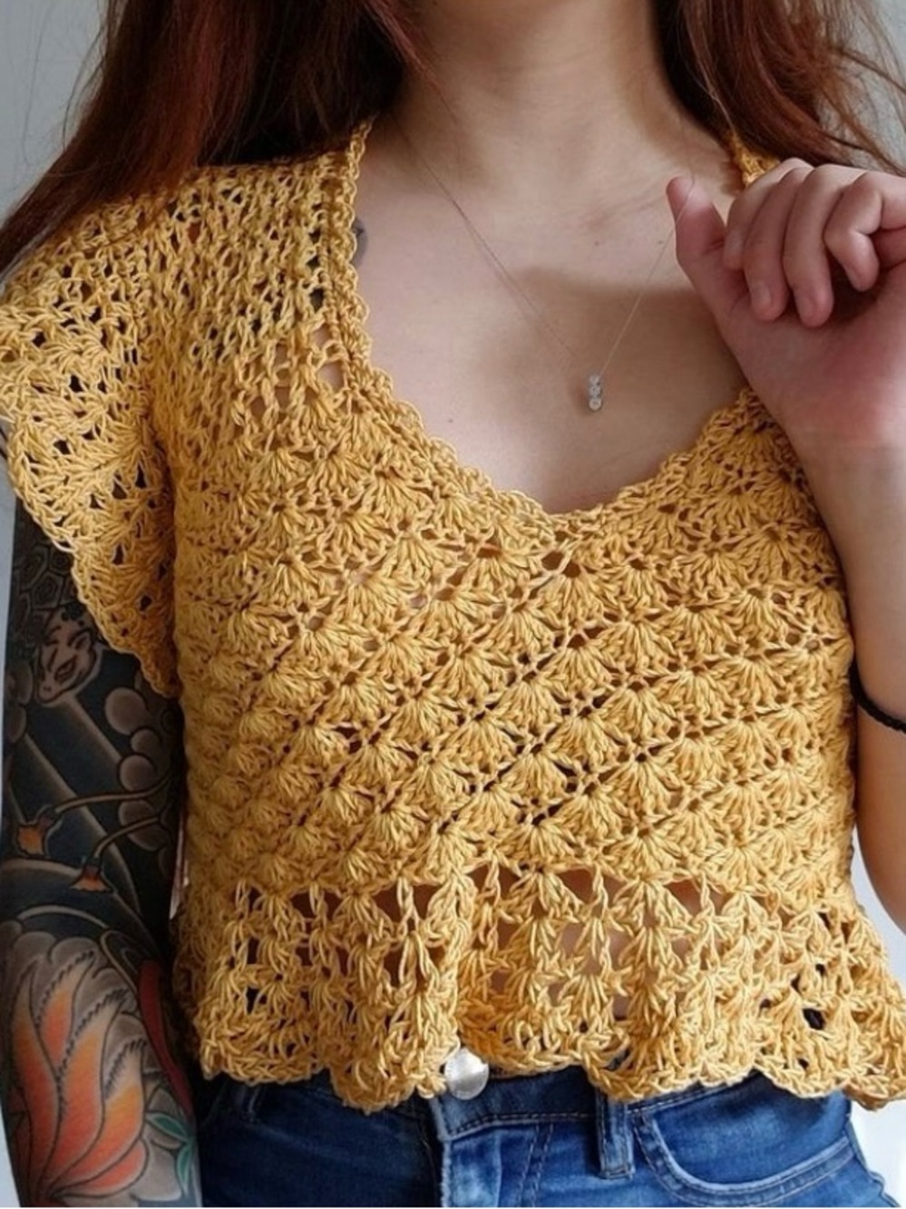 NWT Hand Crafted Crochet Boxy Top (M)